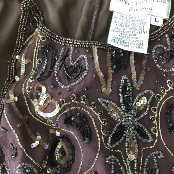 Papell Boutique Evening Silk beaded Vintage Tank top L - Picture 7 of 16